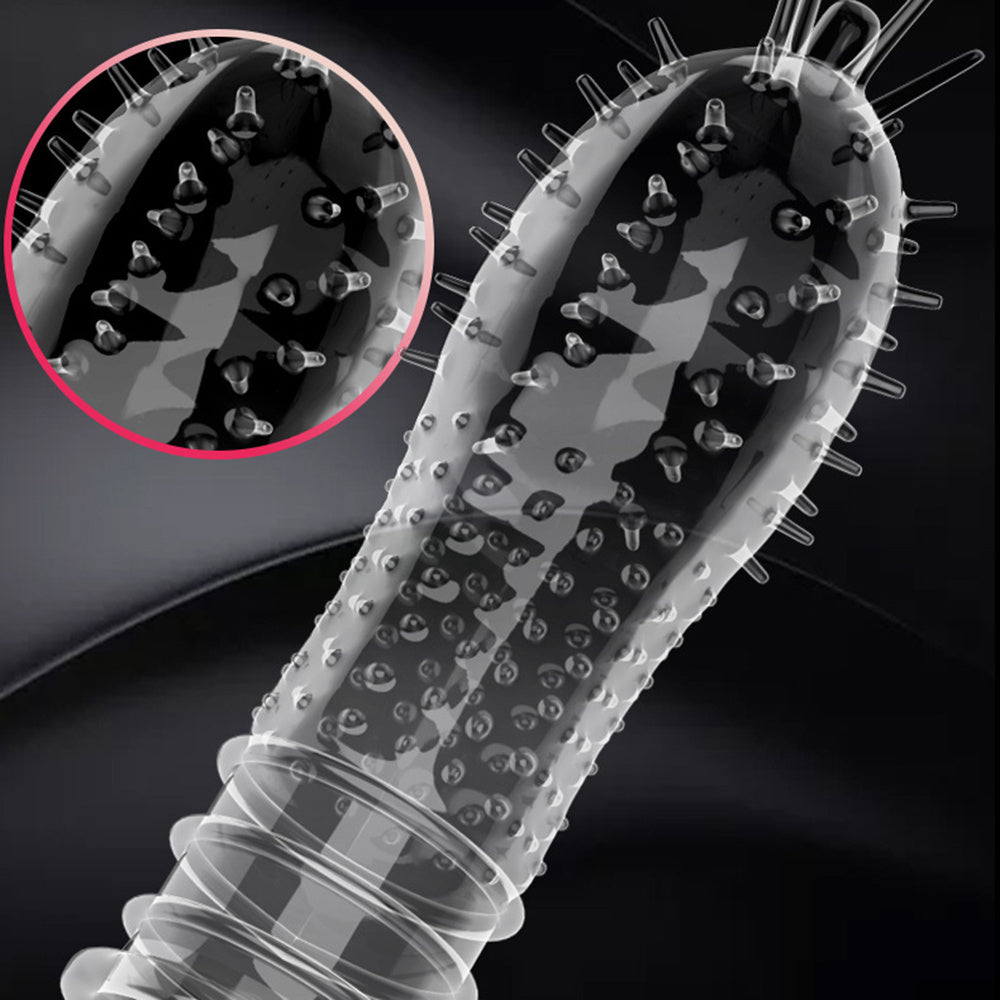 Reusable Spike Condoms Penis Extension Sleeves Sex Toys For Men Delay Ejaculation Sex Toys Enlargement Sperm Lock Cock Ring 18+ - Seprincess