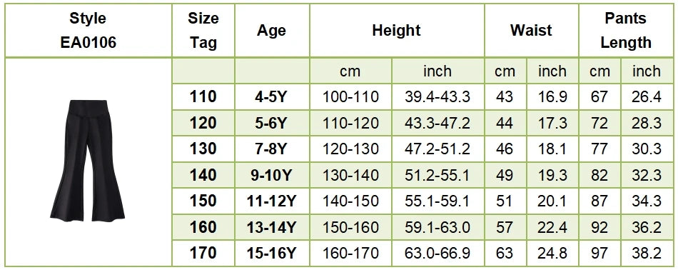 Stylish Children High Waisted Slimming Comfortable Bootcut Leggings Suitable Girls Spring and Autumn Wardrobe with Flared Edge