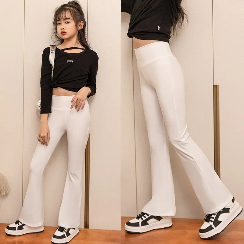 Children's Undershirts for Spring and Summer, Girls Wearing Flared Pants for Outdoor Wear, Sports Leggings, Elastic Leggings