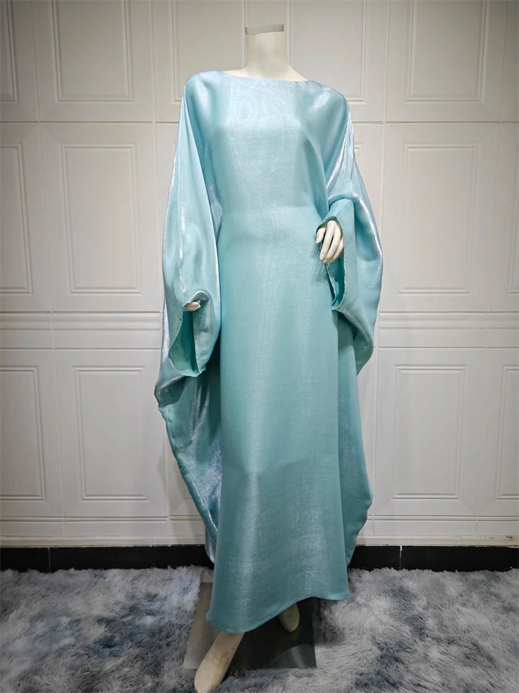 Batwing Butterfly Sleeve Satin Khimar Abaya Dubai Luxury 2024 Muslim Kaftan Dress Abayas For Women Kebaya Caftan Vestidos Femme - Seprincess