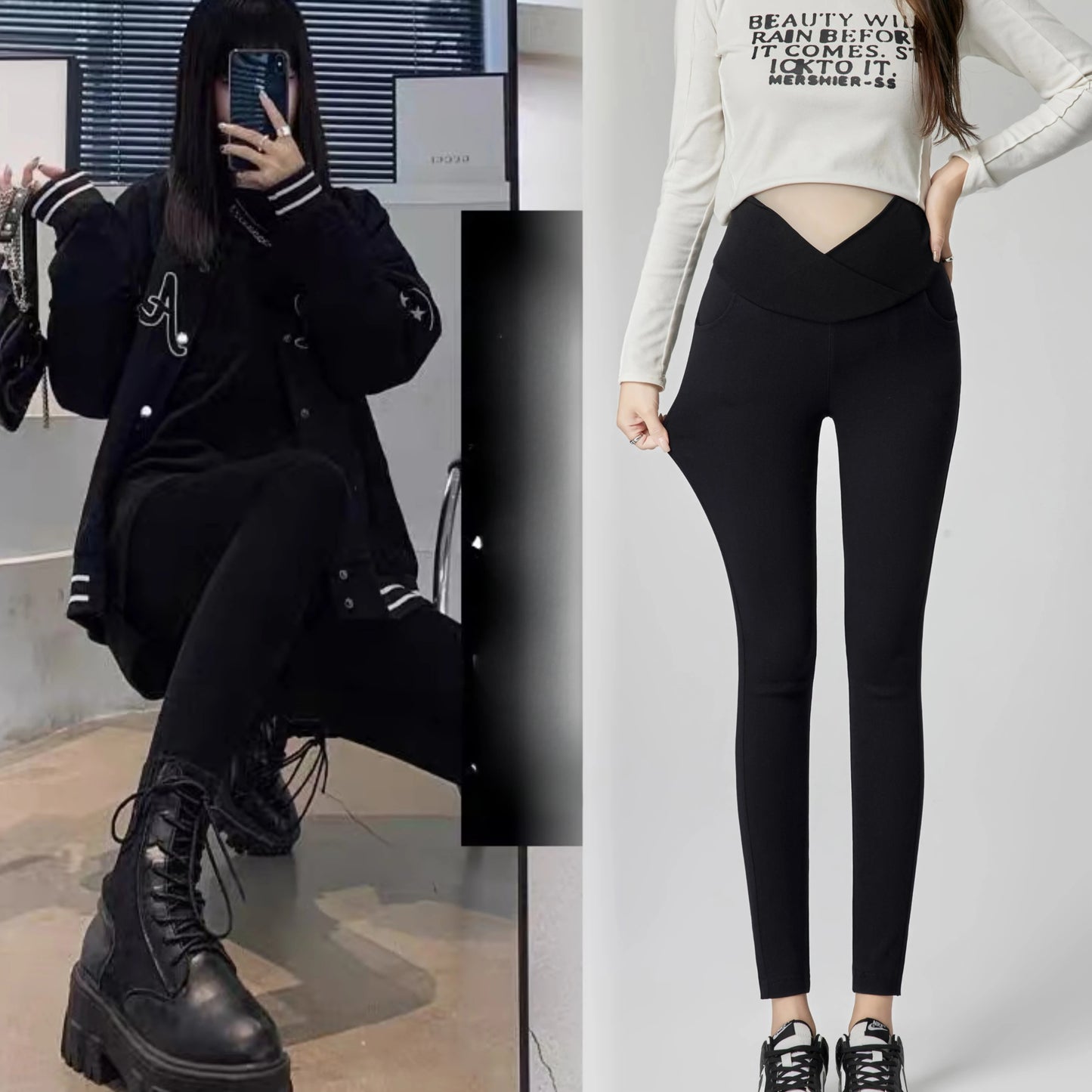 2024 Spring Slim Maternity Pencil Pants High Waist Pregnant Woman Skinny Denim Trousers Black Elegant Office Lady Belly Jeans