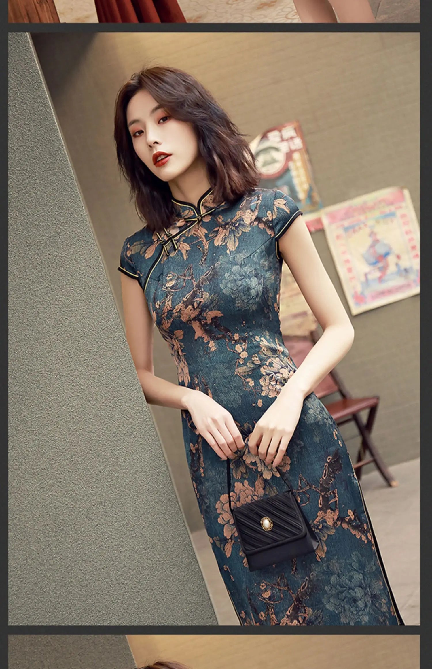 Chinese Traditional Dress Cheongsam  Women Girls Party Wedding Fashion Vintage Retro Crane Floral Print Satin Short Dress - Seprincess