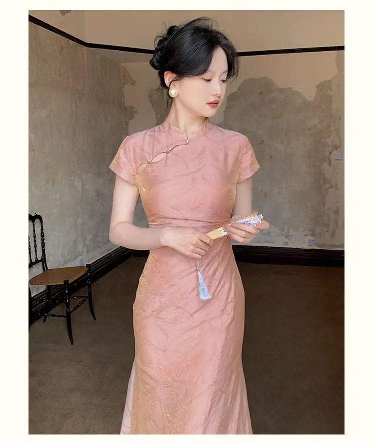 Chinese Style Dress Qipao Traditional Clothing Retro Young Improved Short Sleeve Cheongsam Dress Slim for Women Clothes Wedding - Seprincess