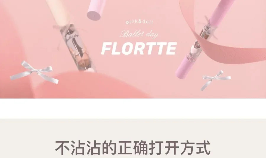 FLORTTE Little Bow Collection Film-forming Lipgloss Non-Stick Lip Glaze Liquid Lipstick Lip Plumper Natural Gloss Finish