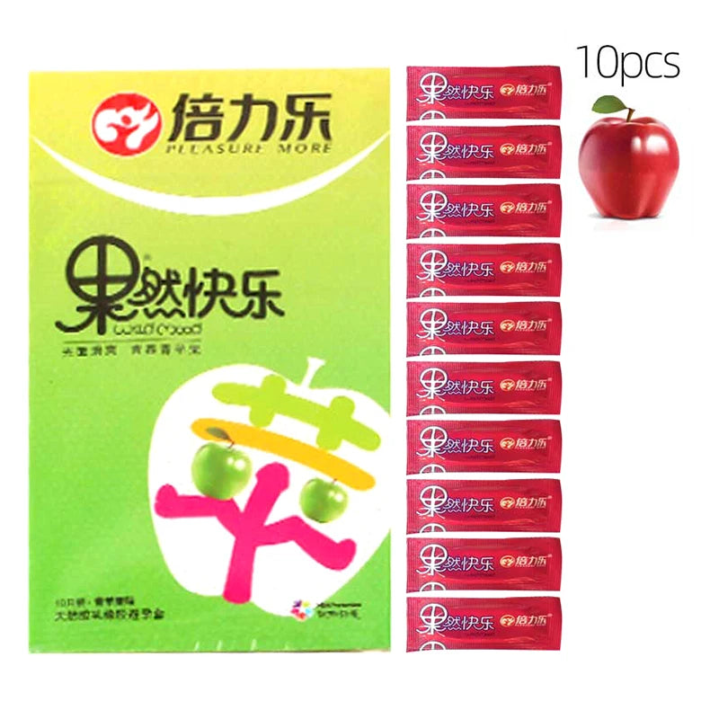 10pcs Oral Sex Condoms Fruit Flavor Passionate Contracepation Sex Toys Cherry Fragrance Cock Penis Sleeve Sex Supplies for Men - Seprincess