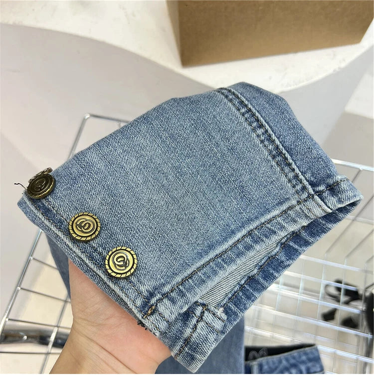 Y2k Large Size High Waist Jeans Women 2023 New Spring And Autumn Fat Mm Slim High Nine Straight Pipe Pants