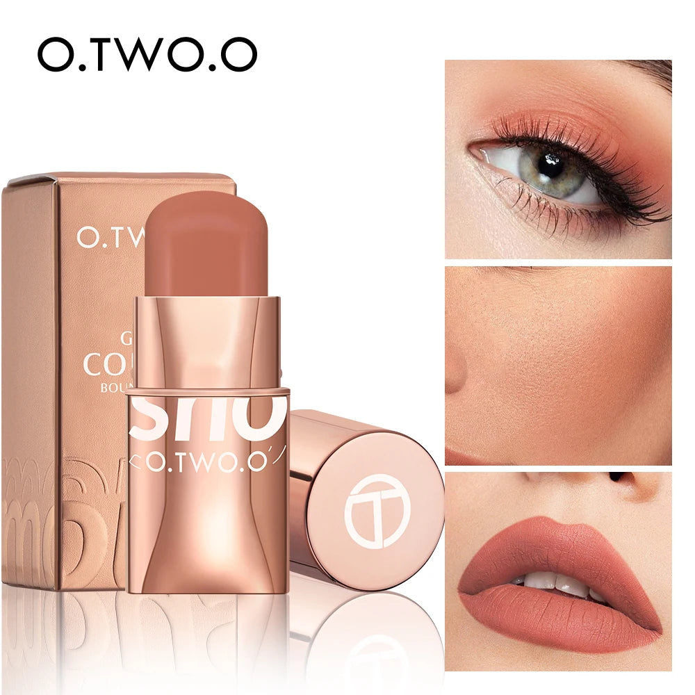 O.TWO.O Lipstick Blush Stick 3-in-1 Eyes Cheek and Lip Tint Buildable Waterproof Lightweight Cream Multi Stick Makeup for Women - Seprincess