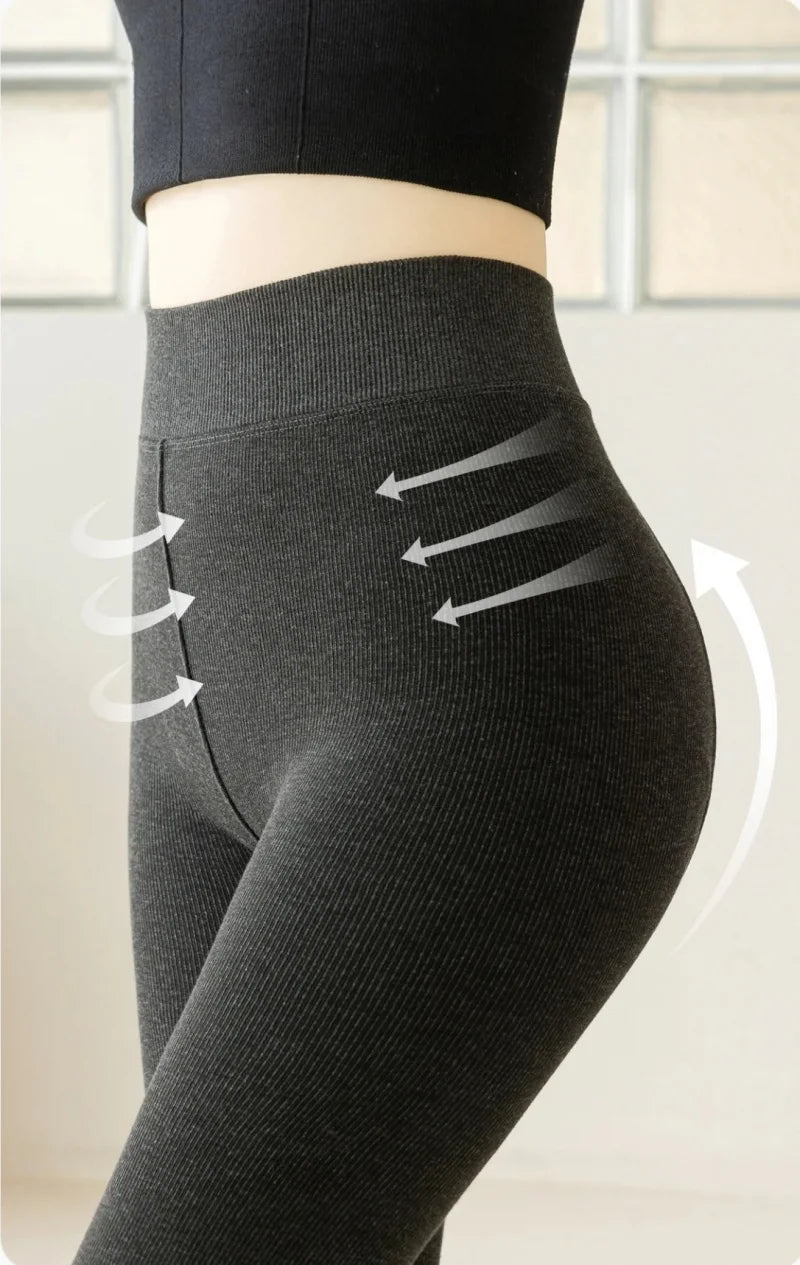 Women Velvet Thick Pantyhose Vertical Stripe Leggings Winter Slimming Cotton Female Leggings Warm Stocking Woman Tights Hosiery