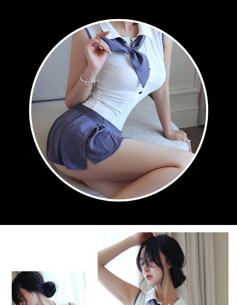 Sexy lingerie Campus style open back sailor suit Japanese uniform temptation sexy costume woman Women's clothing Babydoll xxx - Seprincess