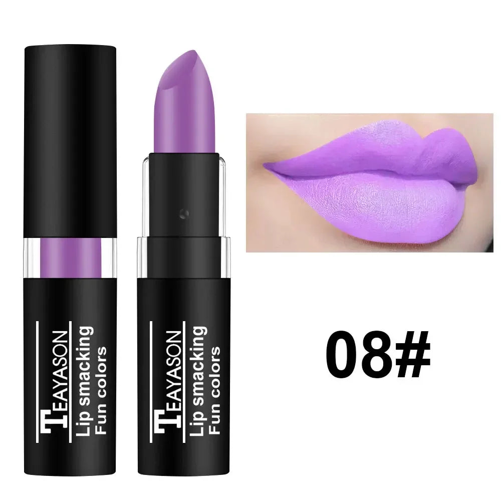 Waterproof Velvet Matte Lipstick Lasting Black White Purple Pigment Lipstick Christmas Halloween Vampire Red Party Lip Cosmetics - Seprincess