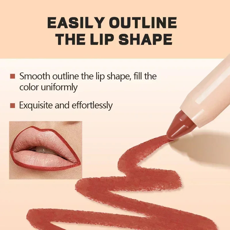 Nude Brown Lipliner Pen Waterproof Sexy Red Matte Contour Tint Lipstick Lasting Non-stick Cup Lipliner Pen Lips Makeup Cosmetic - Seprincess