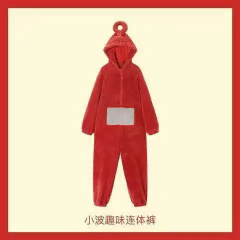 Winter Teletubbies Children'S Coral Velvet Cute One Piece Cartoon Loose And Comfortable With Thick Velvet For Parent Child Wear - Seprincess