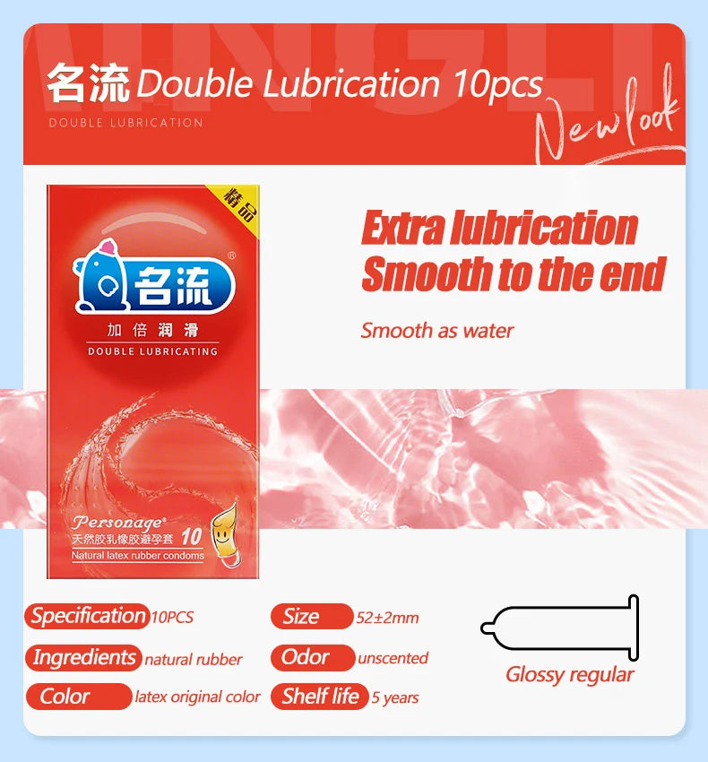 10PCS Condoms Ultra Thin Close Fit Extra Lubricated Natural Latex Penis Sleeve Contraception Supplies Adults Sex Toy Products - Seprincess