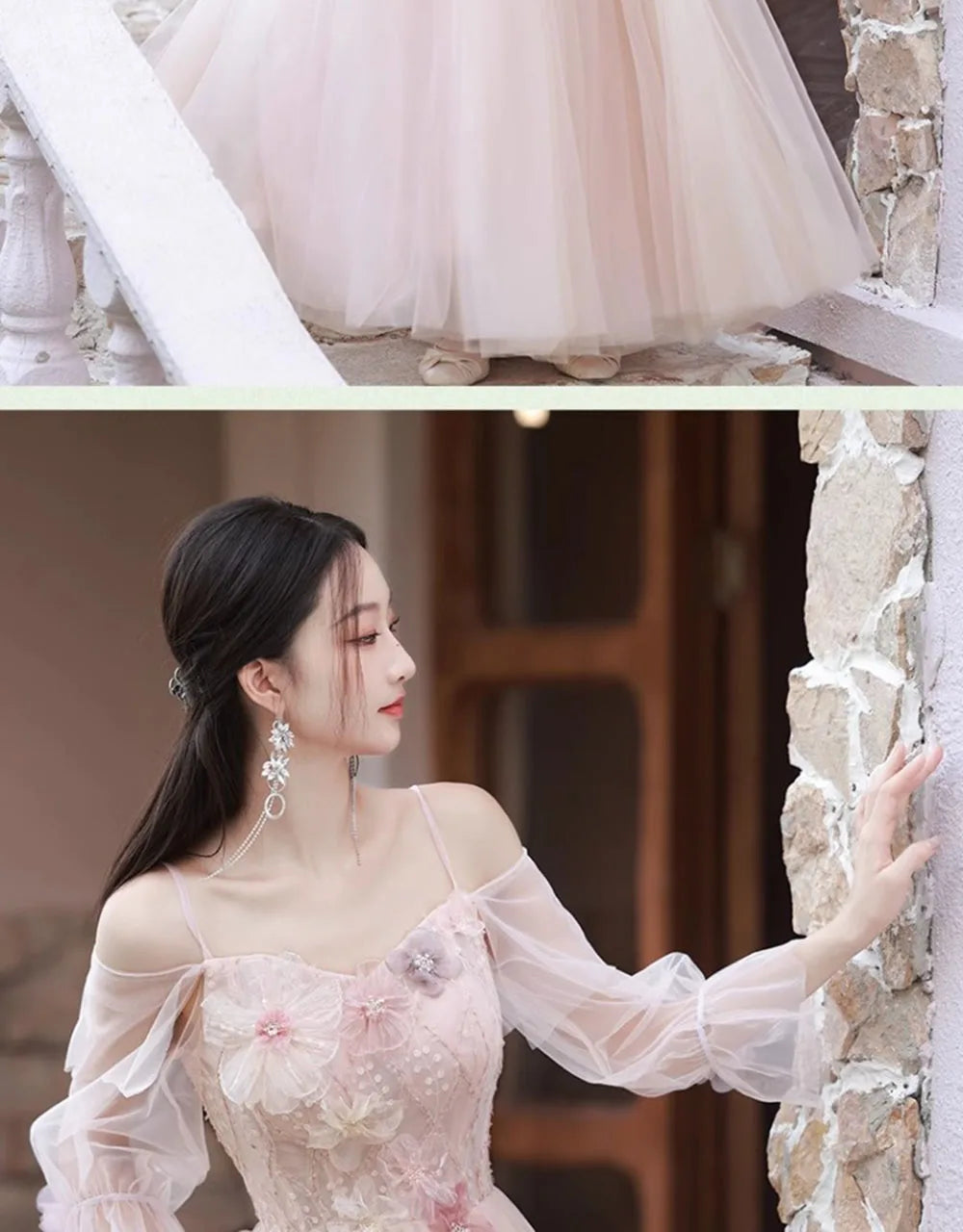 4 Styles Pink Bridesmaid Dress Women's Elegant Thin Tulle Off The Shoulder Flower Appliques A-line Wedding Party Guest Vestido