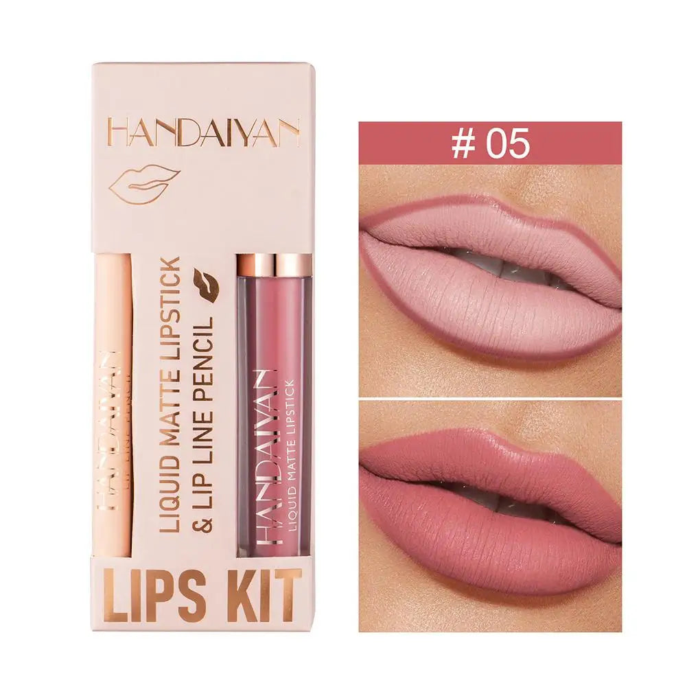 HANDAIYAN Matte Nude Brown Lipliner Pencil Lipsticks Set 12 Colors Lip Contour Kit Waterproof Non-sticky Sexy Velvet Lip Gloss - Seprincess