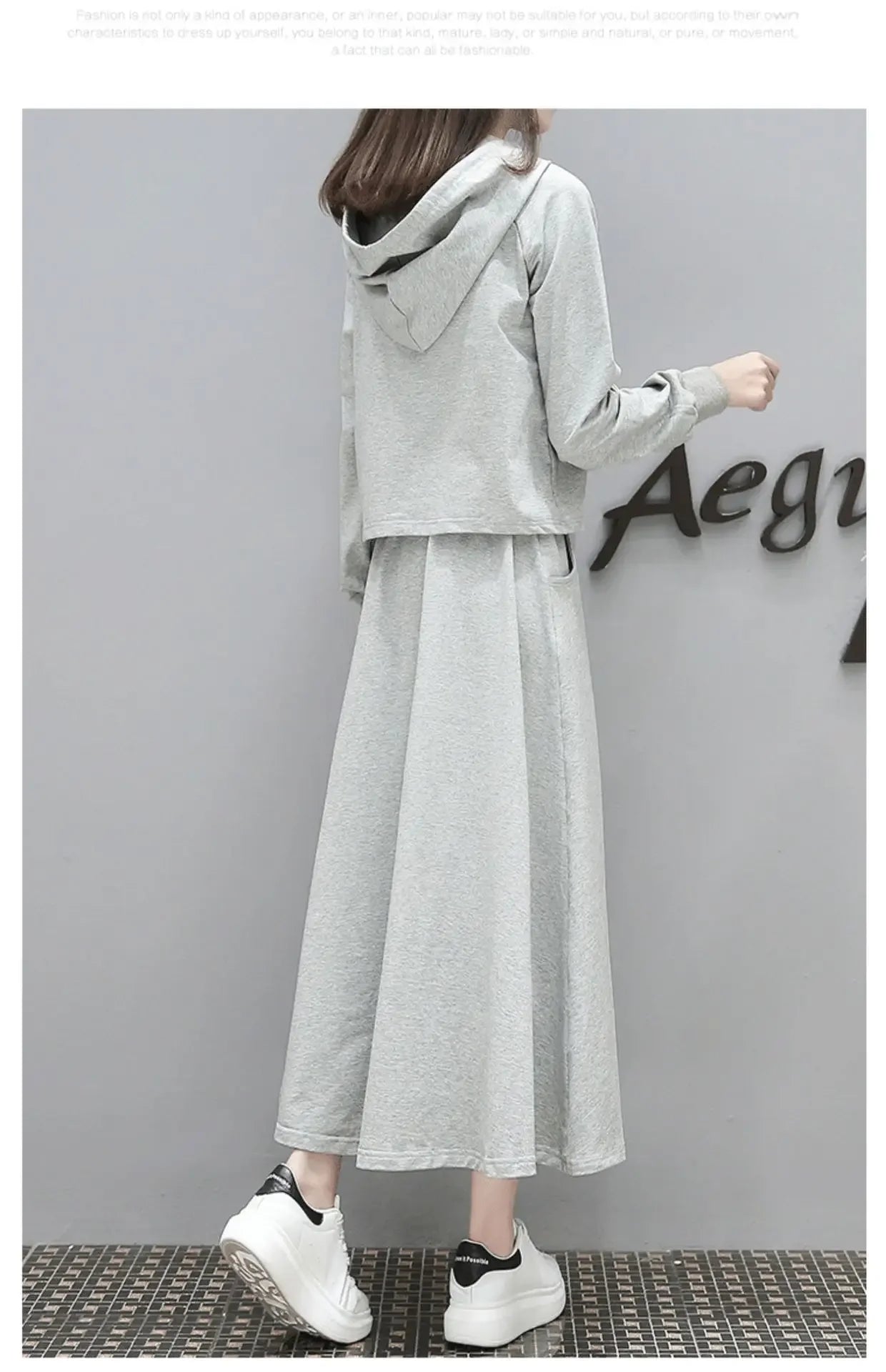 Women's Spring Autumn 2023 New Style Slimming Sweatshirt Dress Two-piece Suit Age-reducing Belly-covering Clothing - Seprincess