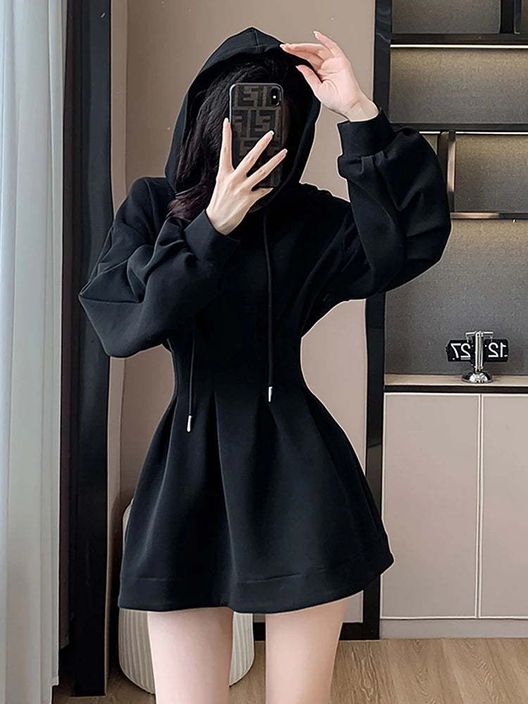 Spring Fall Hoodie Dress Women Long Sleeve Cute Hooded Mini Dress Slim Streetwear Dress Vestidos - Seprincess