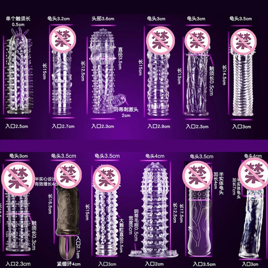 Larger Spikes Condoms For Man Pleasure Sex Toys Female G spot Vaginal Stimulation Condom Ribbed Penis Sleeve Adult Supplies - Seprincess