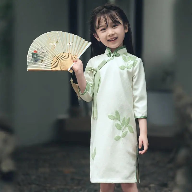 Children's Hanfu Cheongsam 2023 Autumn Winter New Retro Princess Dress Chinese Traditional Qipao Baby Girl Qipao Dress Kids - Seprincess