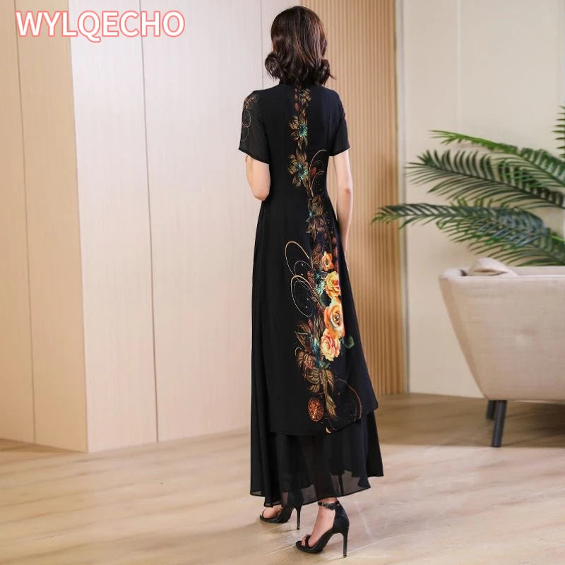 2024 chinese dress qipao oriental party qipao dress chinese style modern cheongsam embroidery vintage a line cheongsam dress - Seprincess