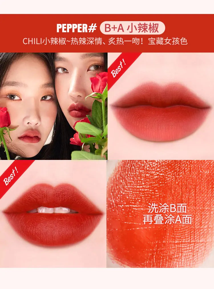 5 In 1 Colors Lipstick Matte Velvet Sexy Red Lip Tint Smooth Long Lasting Waterproof Easy to Wear Magic Lip Makeup for Women - Seprincess