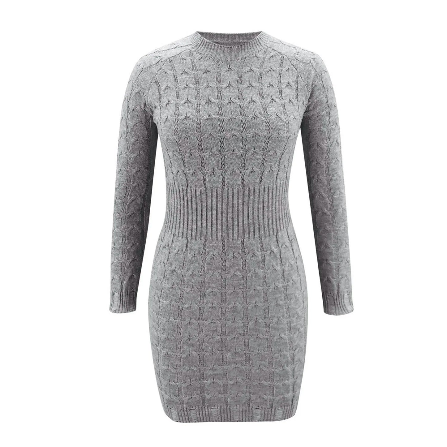 Female Aesthetic Dress O-Neck Long-Sleeved Loose Solid Sweater Women's Casual Knitted Autumn Winter Sexy Dresses Vestidos - Seprincess