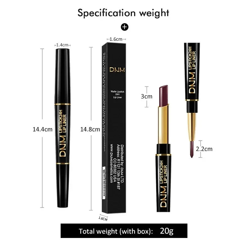 2 In 1 Matte Lipstick Pencil Double Ended Lip Liner Pen Red Nude Long Lasting Waterproof Lady Charming Lip Pencil Makeup Tools - Seprincess