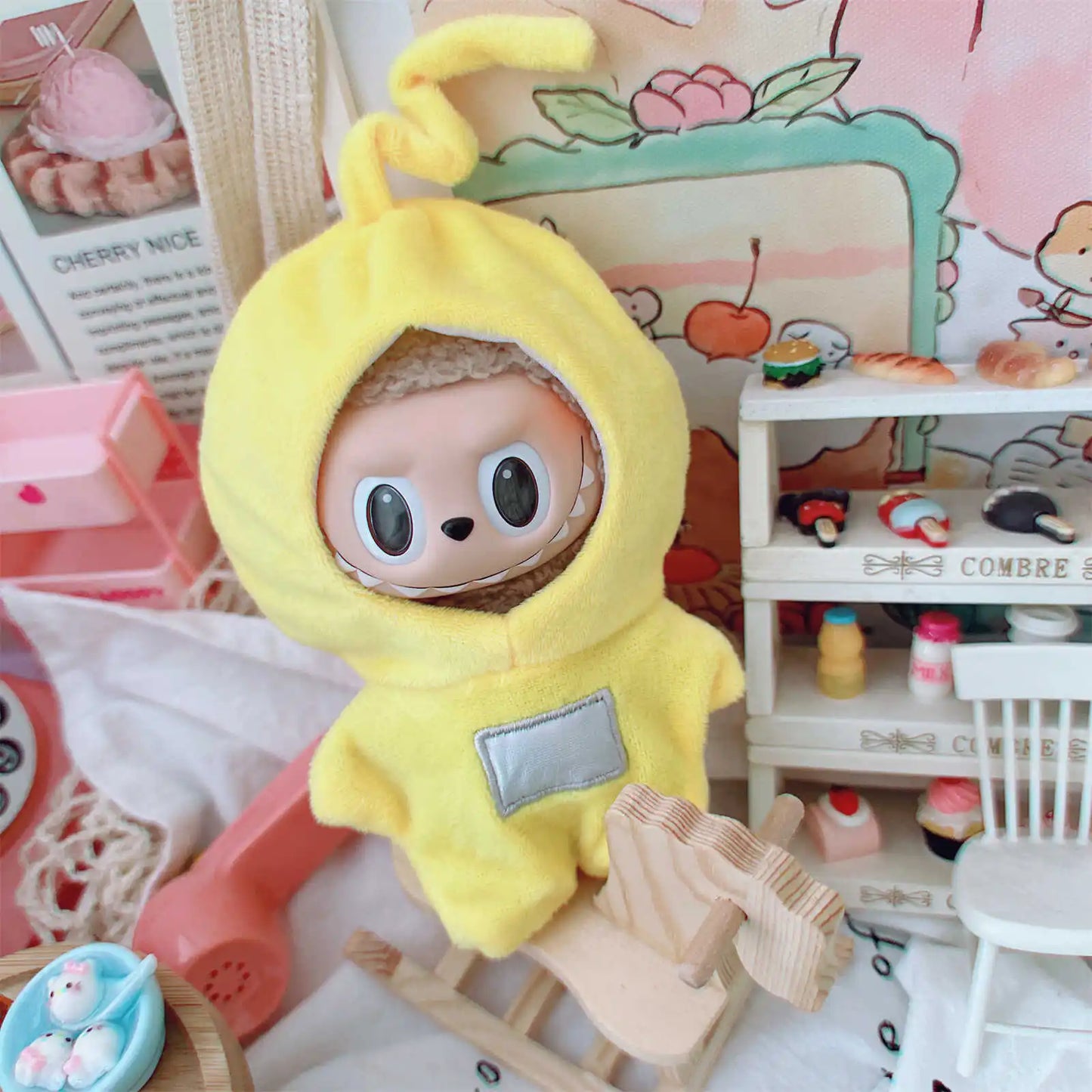 10-15Cm Anime Kawaii Teletubbies Cotton Doll Clothes Labubu Plush Doll Jumpsuit Hat Plushie Baby Crawling Clothes Accessories