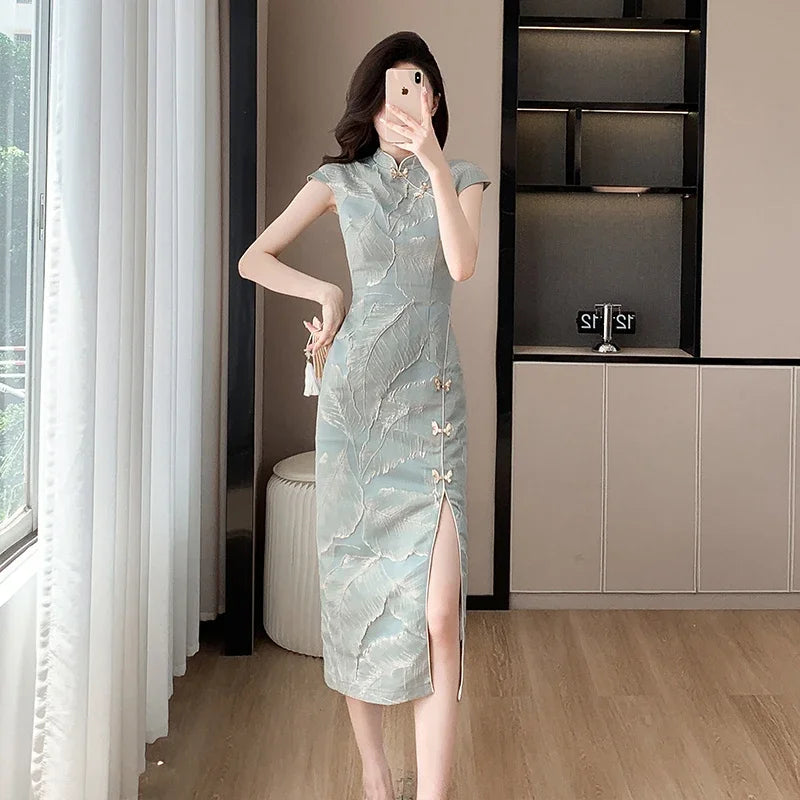 Chinese Style Short Qipao Dress Summer High-End Split Modern Improved Fashion Cheongsam - Seprincess