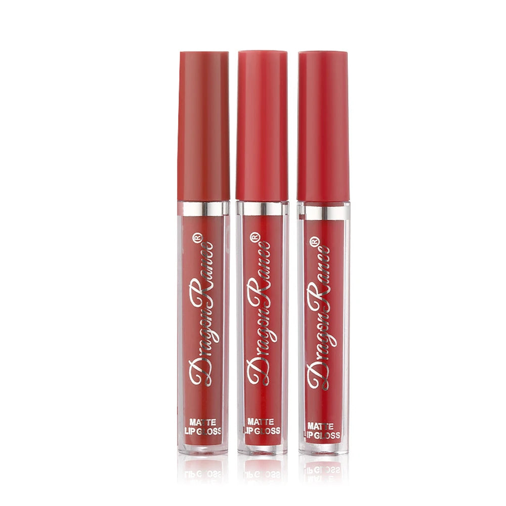 Dragon Ranee Set of 3pcs Velvet Lip Glaze Matte Lipstick Soya Lasting Lip Colour - Seprincess