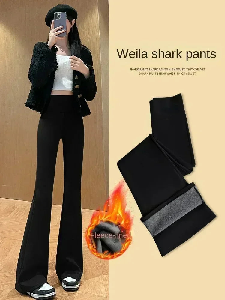 Shark Pants,micro Flared Wide Leg Pants,high Waisted, Cinched, Spring/summer Slim Fit, Winter Velvet Fit, Leggings for Outerwear