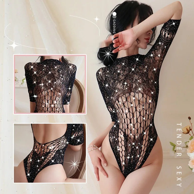 Bodysuit Hollow out tight jumpsuit passionate nightclub fetish body stocking lingerie sexy adult womens clothing - Seprincess