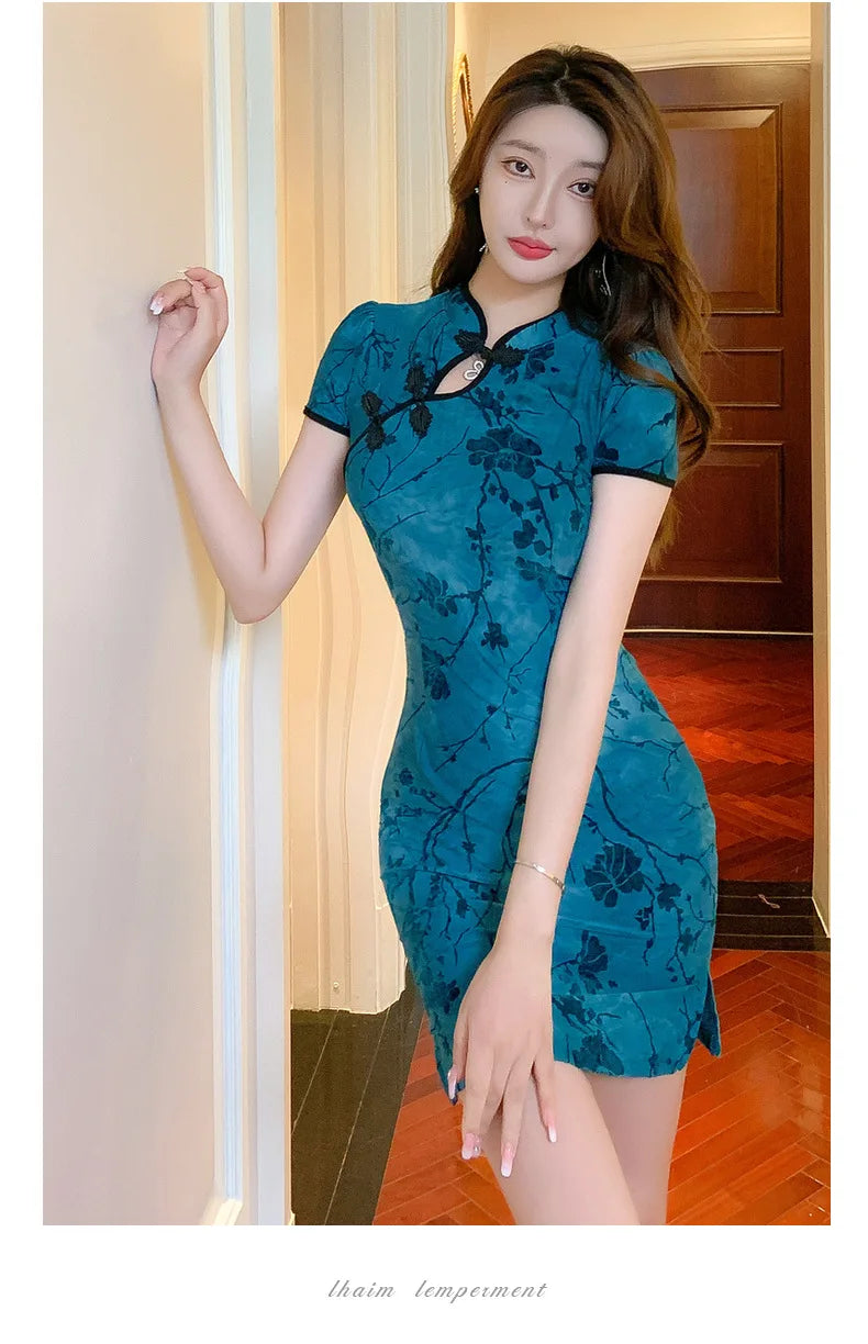 Sexy Club Mini Dress Arrival Vintage Chinese Style Women's Qipao Spring Sexy Party Sheath Dresses Mujer Vestidos Cheongsam New - Seprincess