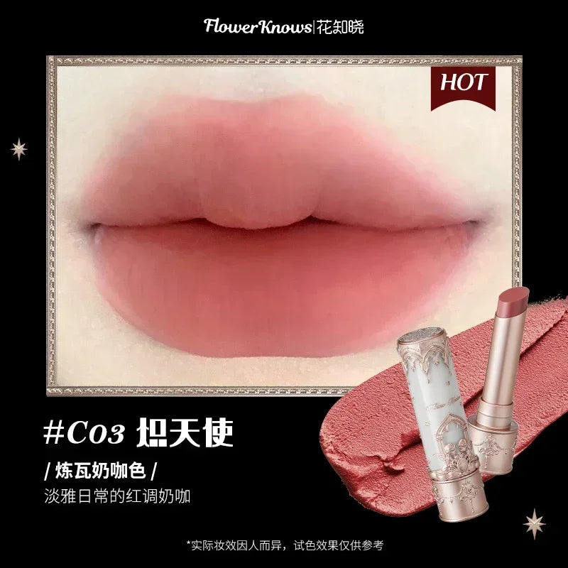 Flower Knows Swan Ballet Little Angel Collection Lipstick Velvet Matte Waterproof Lip Stick Vegan Long Lasting Lip Gloss Korean