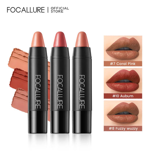 FOCALLURE Nude Velvet Matte Lipstick Waterproof Long-lasting Rendering Non-stick Sexy Lipbalm Lip Pencil Women Cosmetics Makeup - Seprincess