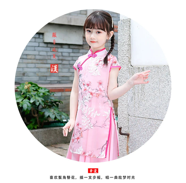 1pcs/lot chinese style children Girl Traditional Cheongsam Hanfu Dress Kids Princess Costume - Seprincess