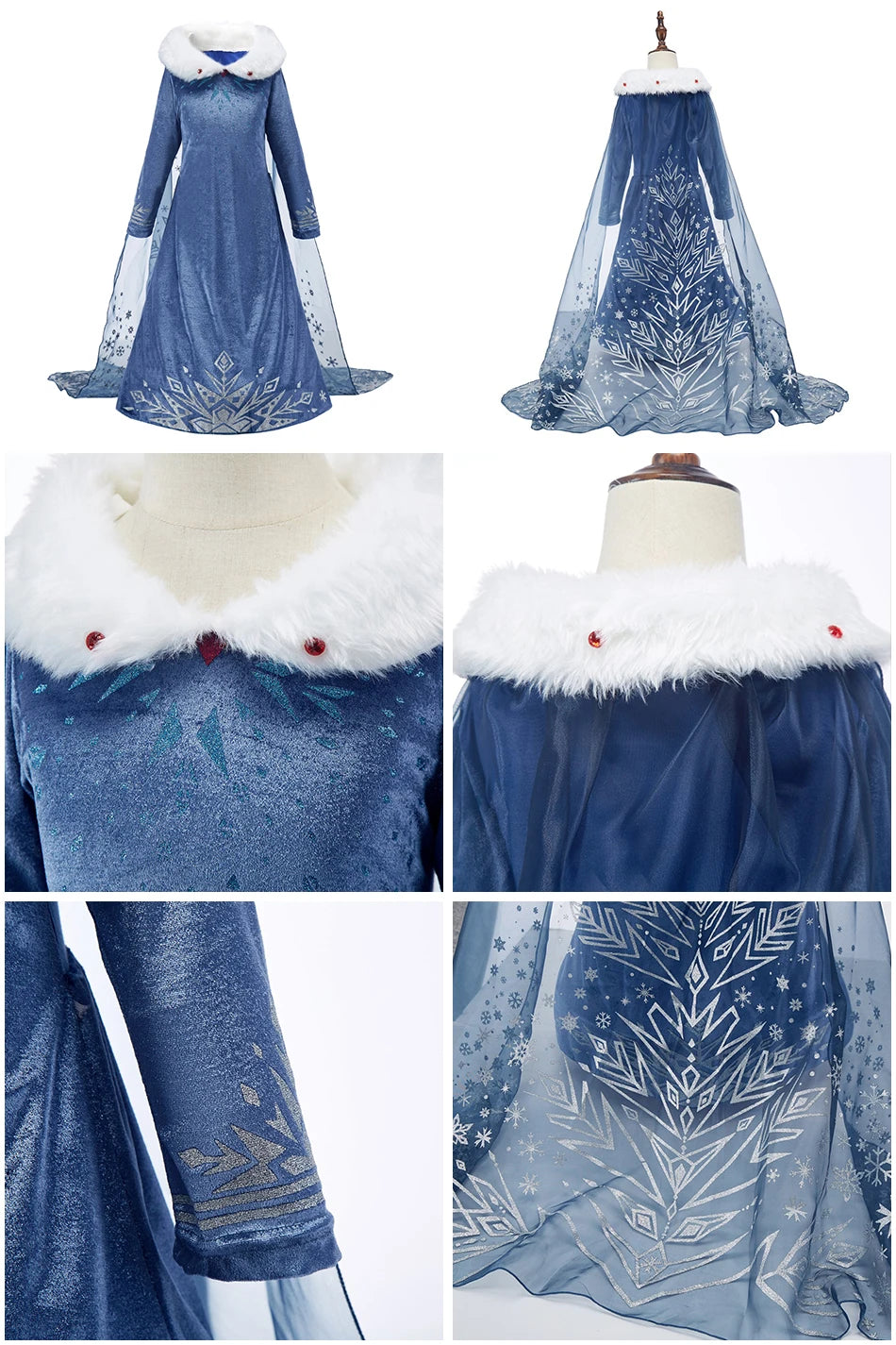 Children Elsa Gown Kids Snow Queen Dance Fancy Costume Girls Princess Halloween Long Sleeve Clothes Kids Party Cosplay Dresses - Seprincess