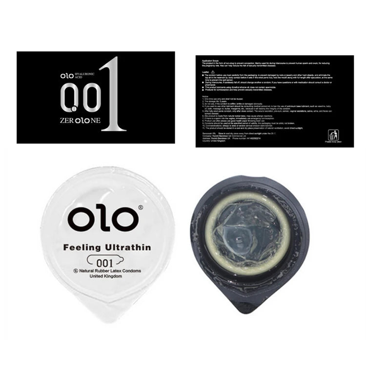 OLO Ultra Thin Condom 0.01 Feeling Penis Sleeve Hyaluronic Acids Rubber Latex Ejaculation Delay Condoms Intimate Sex Toy Product - Seprincess