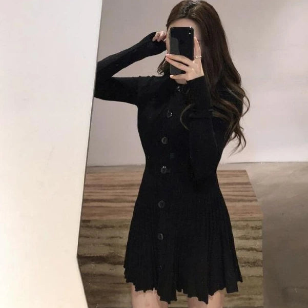 Fashion Korean Mini Dresses Female Autumn Winter 2024 Sexy Bodycon  Wrap White Short Women's Sweater Knitted One-piece Dress Hit - Seprincess