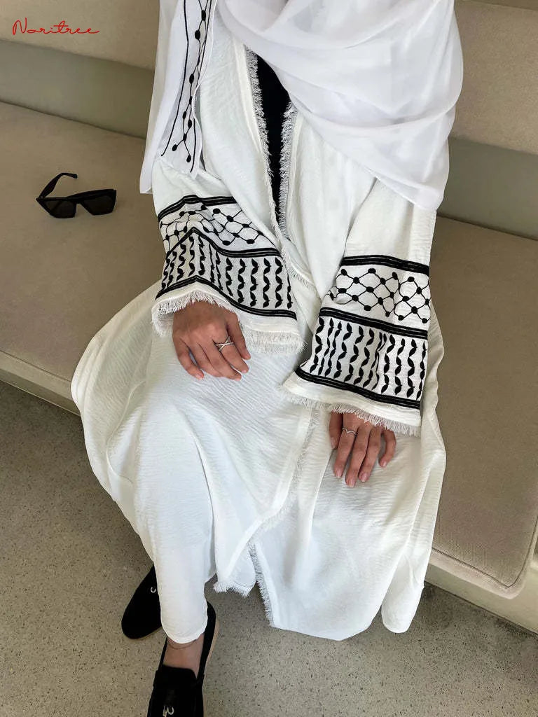 Fashion Embroidery Kimono Oversized Muslim Robe abaya syari female full length Taseel Muslim abaya Worship Service abayas wy1969 - Seprincess