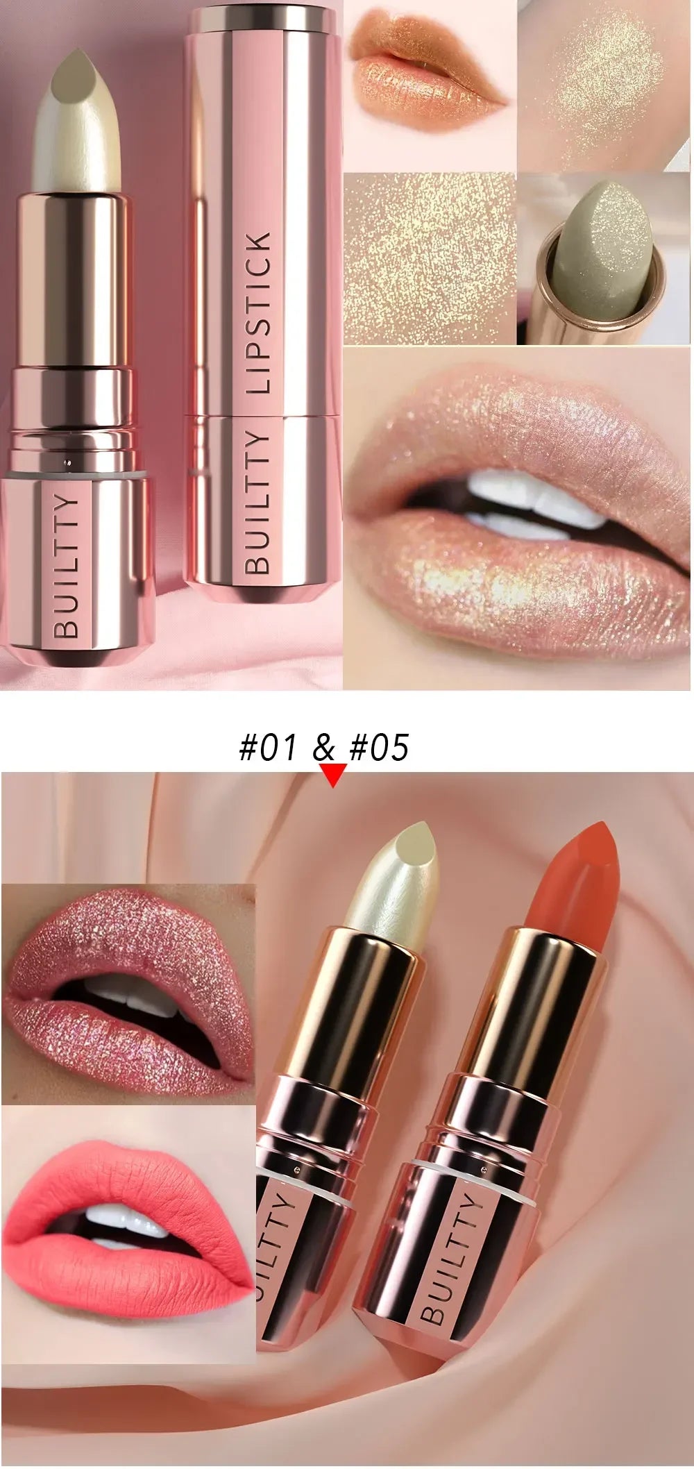 Matte Lipstick 5 Colors Nude Red Moisturizer Smooth Lipstick Long Lasting Waterproof Lipstick Matte & Pearl Finish Makeup Gift - Seprincess