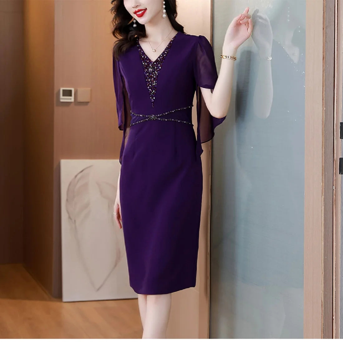 2023 New Fashion Simple Solid Color Dress Women's Summer Elegant Versatile Short Sleeve Loose Fit Casual Party Dress Vestidos - Seprincess