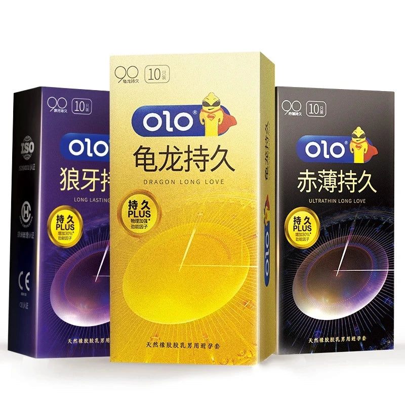 OLO Delayed Ejaculation Condom G-spot Thin Lasting Cock Penis Sleeves For Men Particles Sensitive Condoms Adult Sex Toys For 18+ - Seprincess