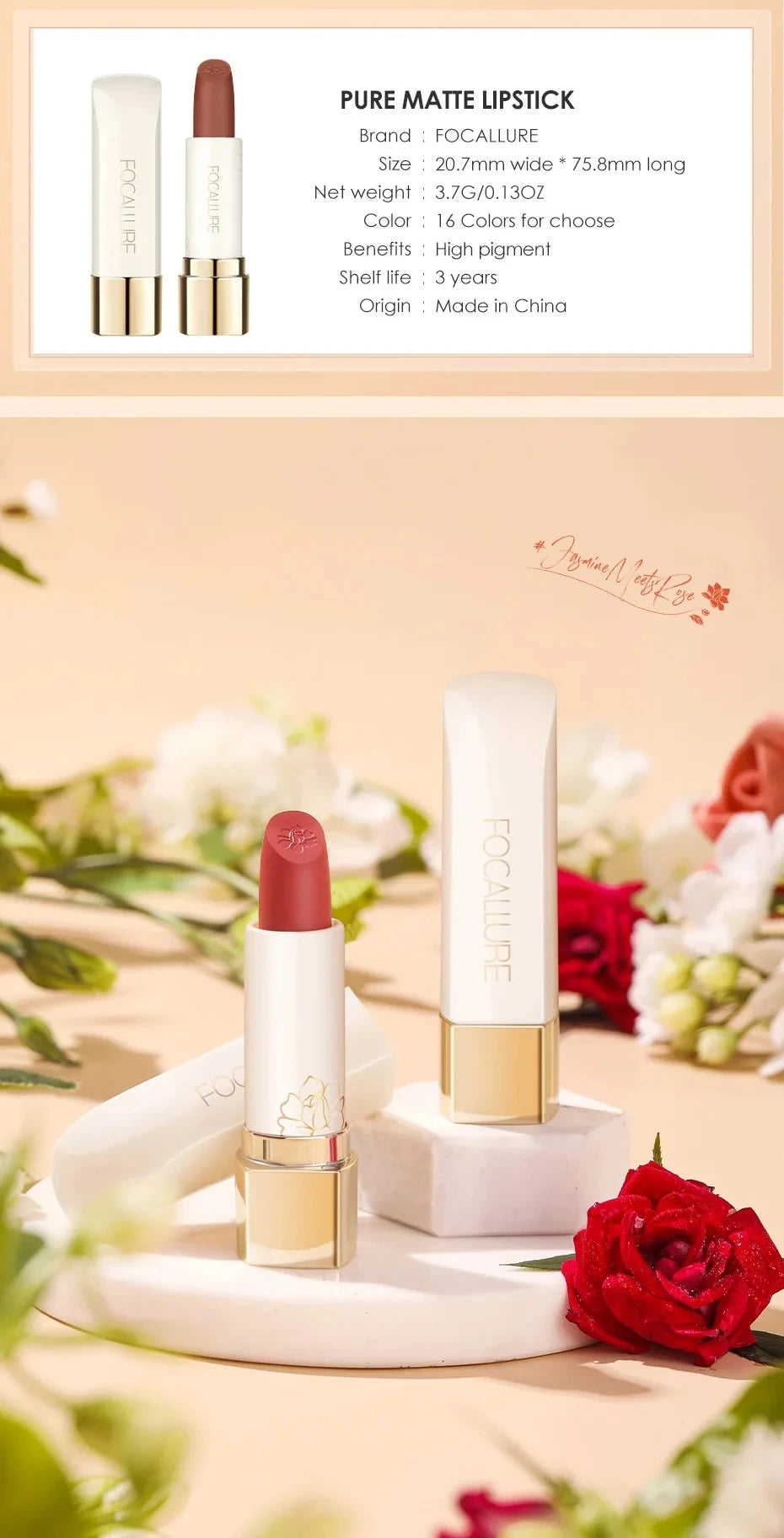 Wholesale FOCALLURE Natural Matte Lipstick Waterproof Smooth Moisturizing Lip Balm Lightweight Lip Glaze Makeup Cosmetics - Seprincess