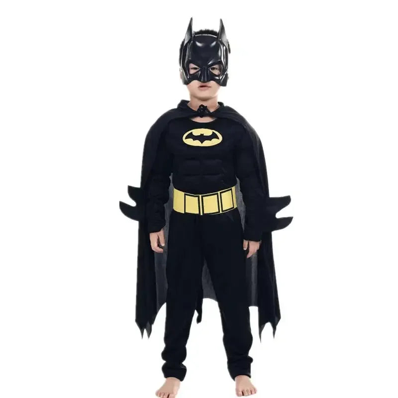 Kids Boys Muscle Costumes with Mask Cloak Movie Character Superhero Cosplay Halloween Party Role Play - Seprincess