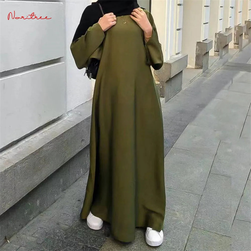 Fashion Satin Sliky Djellaba Muslim Dress Dubai Full Length Flare Sleeve Soft Shiny Abaya Dubai Turkey Muslim Islam Robe WY921 - Seprincess