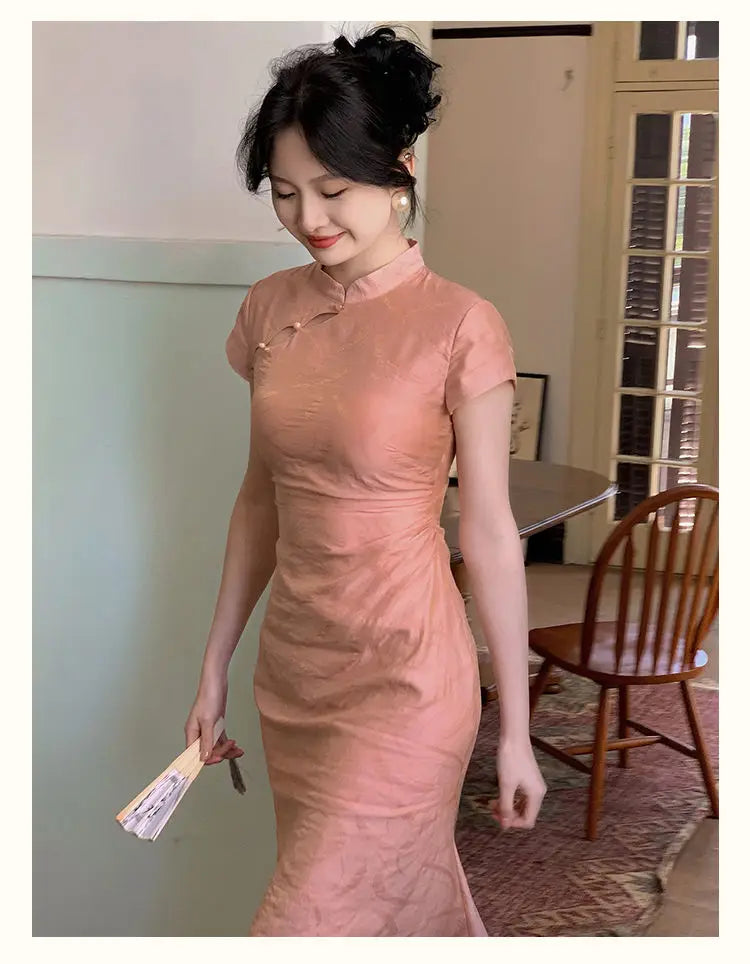 Chinese Style Dress Qipao Traditional Clothing Retro Young Improved Short Sleeve Cheongsam Dress Slim for Women Clothes Wedding - Seprincess