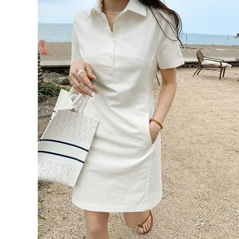 VONDA 2024 Summer Mini Dress Elegant Women Sexy Short Sleeve Solid Color Party Short Sundress Casual Beach Vestidos Robe Femme - Seprincess