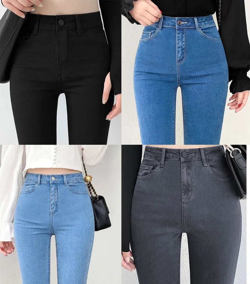 High Waist Skinny Pencil Jeans Woman Large Size Streetwear Slim Stretch Denim Pants Spring Korean Fashion Casual Kot Pantolon