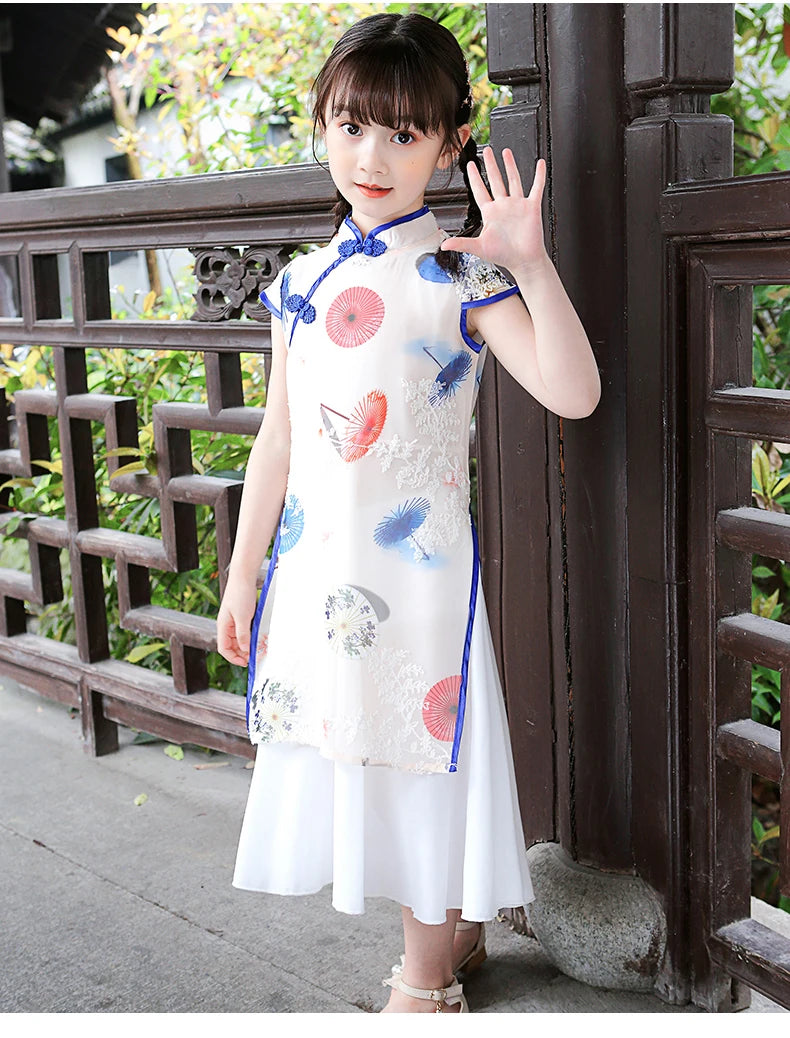 1pcs/lot chinese style children Girl Traditional Cheongsam Hanfu Dress Kids Princess Costume - Seprincess